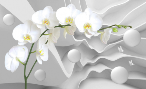 Фотошпалери Біла орхідея на фоні хвиль