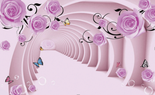 Фотошпалери Тунель з рожевими квітами